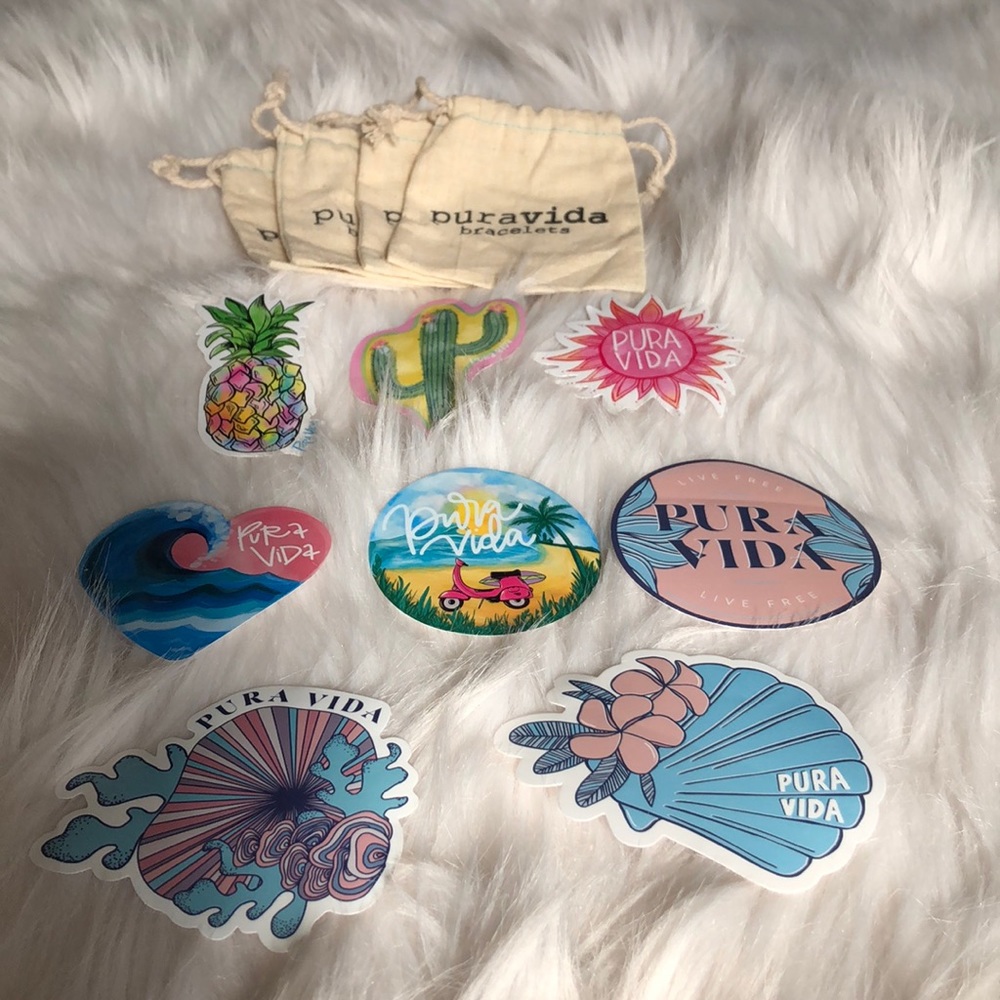pura vida bracelet bags and stickers.